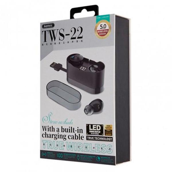 Наушники внутриканальные Bluetooth Remax TWS-22 Black