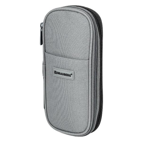 Пенал детский Brauberg 271561 22х10х3 см черный-серый