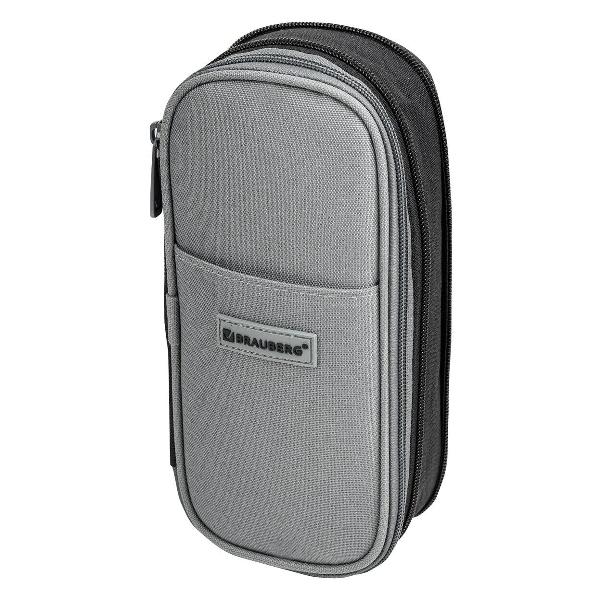 Пенал детский Brauberg 271561 22х10х3 см черный-серый