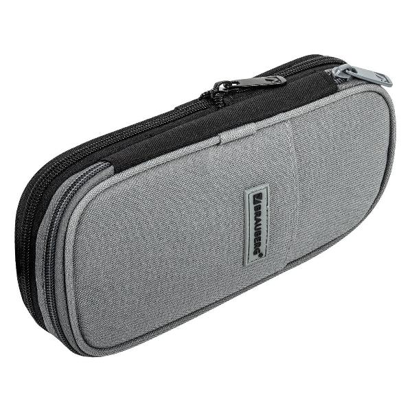 Пенал детский Brauberg 271561 22х10х3 см черный-серый