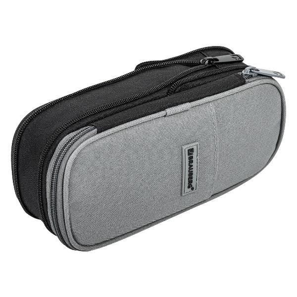 Пенал детский Brauberg 271561 22х10х3 см черный-серый