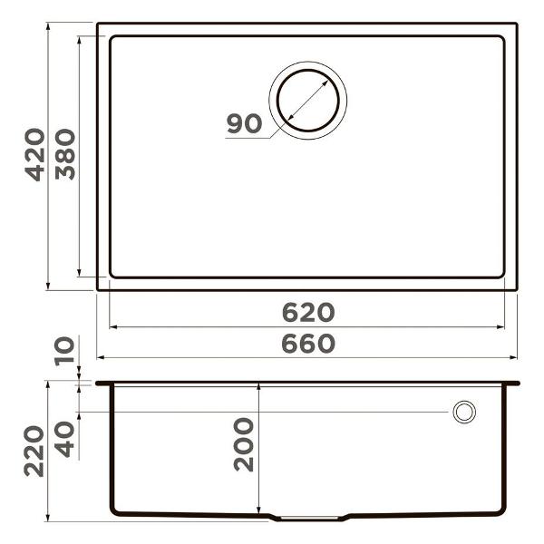 Мойка кухонная Omoikiri Tedori 66-U-EV Tetogranit (4993978)