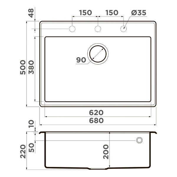 Мойка кухонная Omoikiri Tedori 68-BL Tetogranit (4993964)