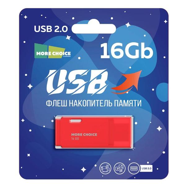 Флэш диск USB More Choice 16GB MF16 красный