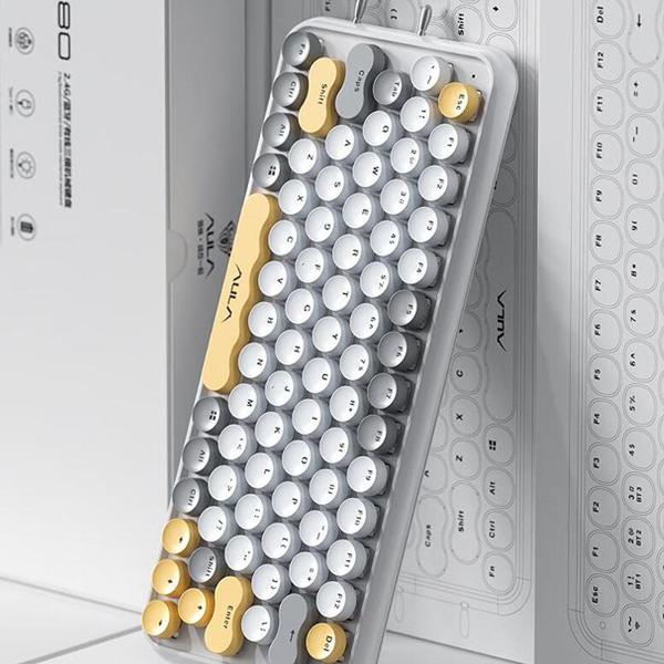 Клавиатура беспроводная Aula F3680 gray/белый