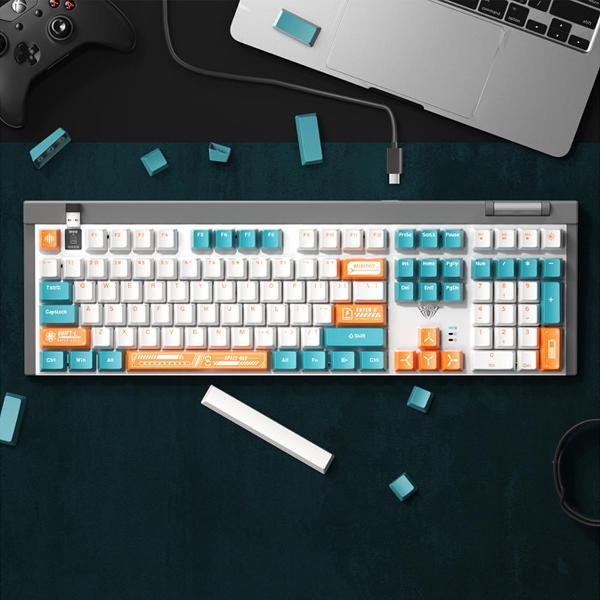 Клавиатура беспроводная Aula F3050 green+white