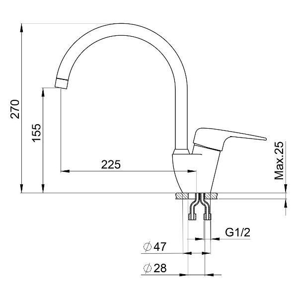 Смеситель Krona WASSER H270 1 GRAPHITE