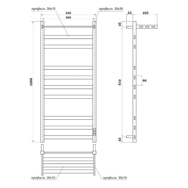 Полотенцесушитель электрический Point Меркурий PN83850PW