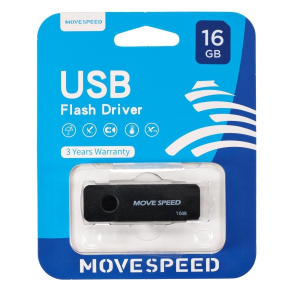 Флэш диск USB MOVESPEED USB2.0 16GB U2PKHWS1-16GB черный