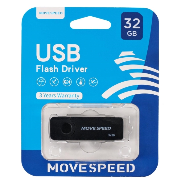 Флэш диск USB MOVESPEED USB2.0 32GB U2PKHWS1-32GB черный