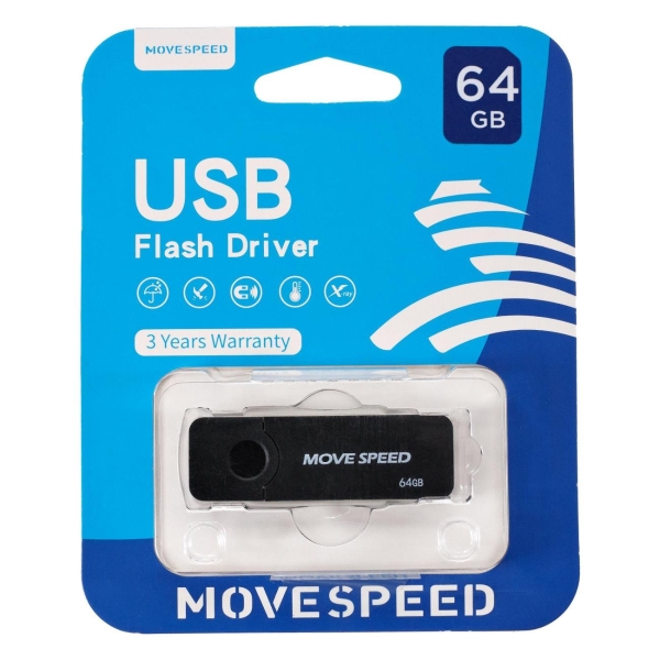 Флэш диск USB MOVESPEED USB2.0 64GB U2PKHWS1-64GB черный