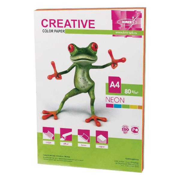 Бумага для принтера A4 Creative А4 80г/м 50 л (5 цв.х 10л) микс неон 41447
