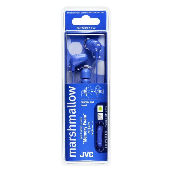 Наушники-вкладыши JVC Marshmallow Blue с микрофоном (HA-FX38M-A-E)