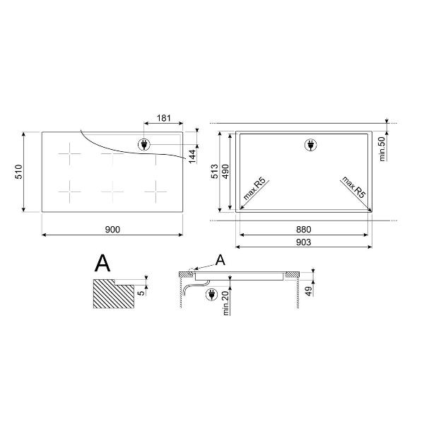 Встраиваемая индукционная панель независимая Smeg SIM1964D черная