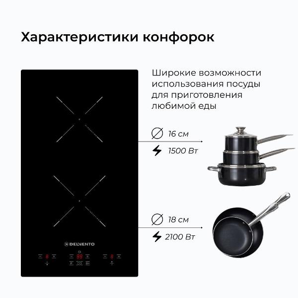 Встраиваемая индукционная панель независимая Delvento V30I72S100