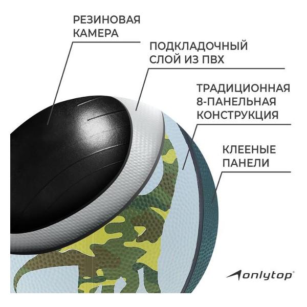 Мяч баскетбольный ONLYTOP 3597226, размер 3 многоцветный