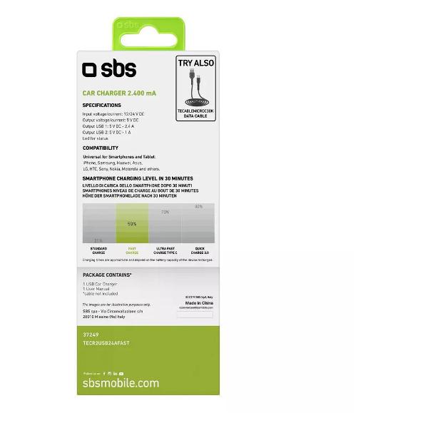 Автомобильное зарядное устройство SBS Mobile TECR2USB24AFAST