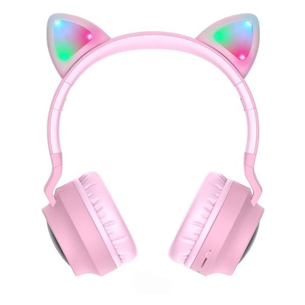 Наушники полноразмерные Bluetooth Hoco W27 Cat Ear Pink