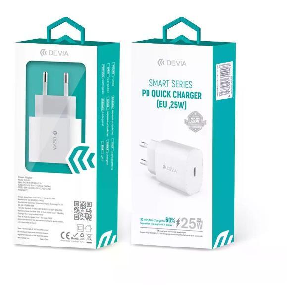 Сетевое зарядное устройство Devia Smart Series PD Quick Charger 25W, Type-C,белый