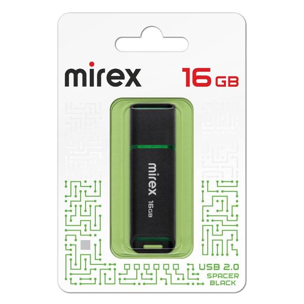 Флэш диск USB Mirex SPACER BLACK 16GB 13600-FMUSBK16