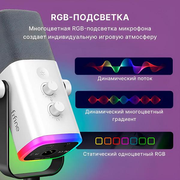 Игровой микрофон для компьютера Fifine AmpliGame AM8 белый