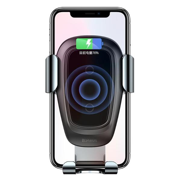 Держатель автомобильный для смартфонов Baseus Metal Wireless Charger Gravity Car Mount черный