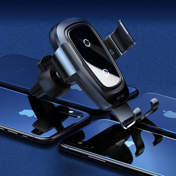 Держатель автомобильный для смартфонов Baseus Metal Wireless Charger Gravity Car Mount черный