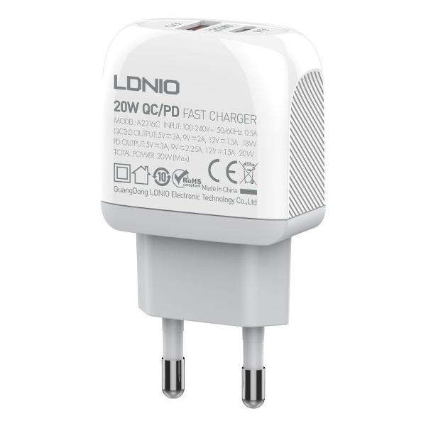 Сетевое зарядное устройство LDNIO A2316C PD-L (LD_B4554)
