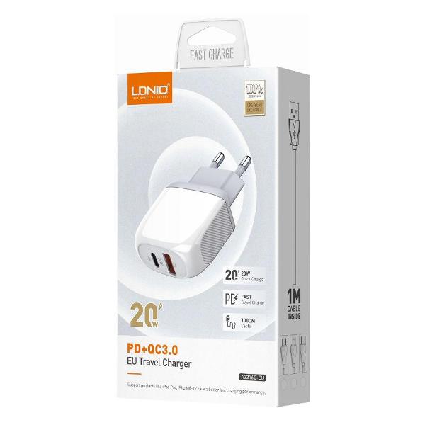 Сетевое зарядное устройство LDNIO A2316C PD-L (LD_B4554)