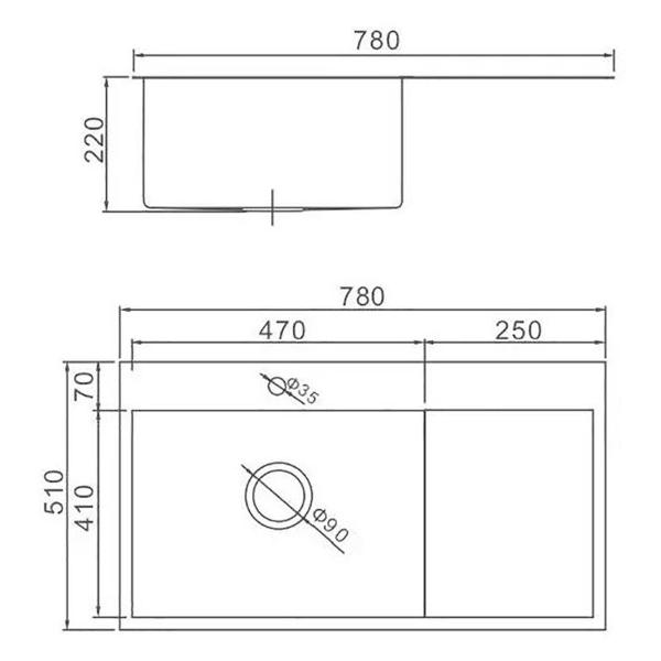Мойка кухонная Wisent WS37851B-L/WGER019B/W302644B