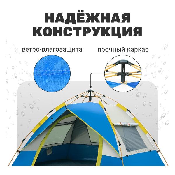Палатка туристическая HOMIUM трехместная N04 Blue