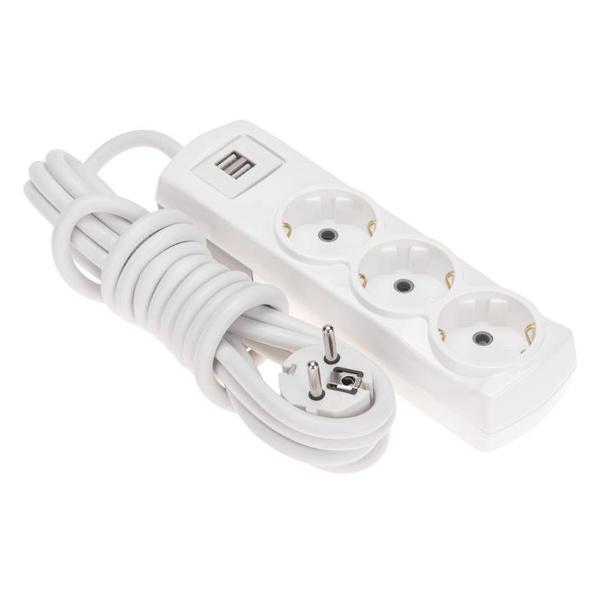 Удлинитель Rexant Premium 3 гнезда 3 м 3500 Вт с/з 2 USB (13-4110) фото