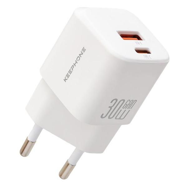 Зарядное устройство Keephone USB-A & Type-C PD 30W GaN Wall Charger White