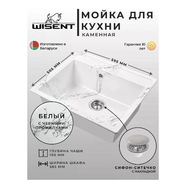 Раковина для кухни Wisent WA12-12 Wh/Bl фото