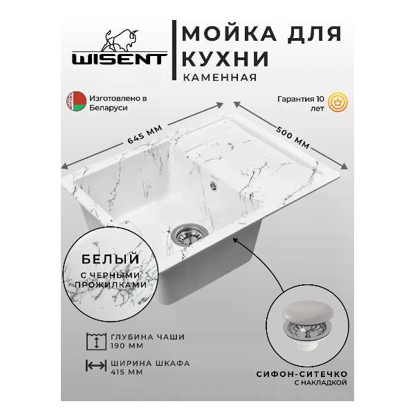 Раковина для кухни Wisent WB22-12 Wh/Bl фото