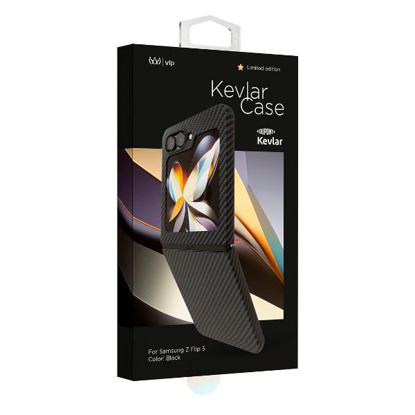 Чехол vlp Kevlar Case для Samsung Z flip 5 черный