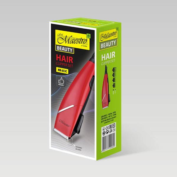Машинка для стрижки волос Maestro MR-653C красная