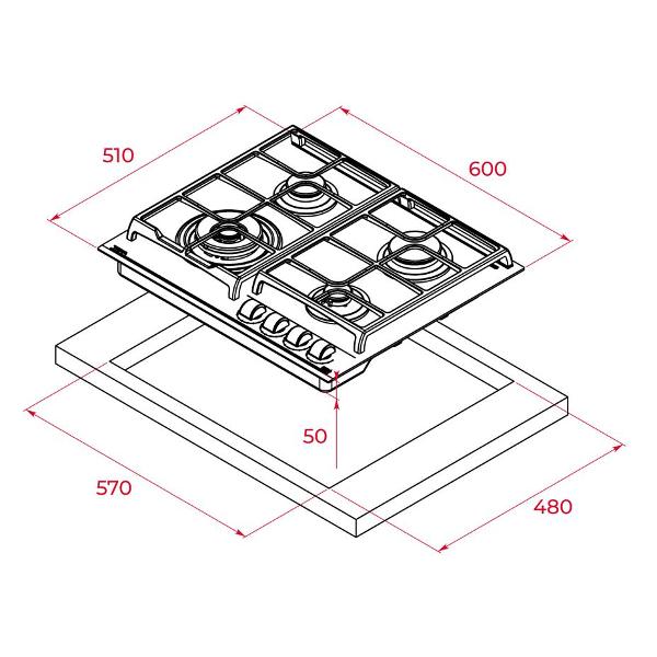 Встраиваемая газовая панель независимая Teka GBC 64100 KBN белый