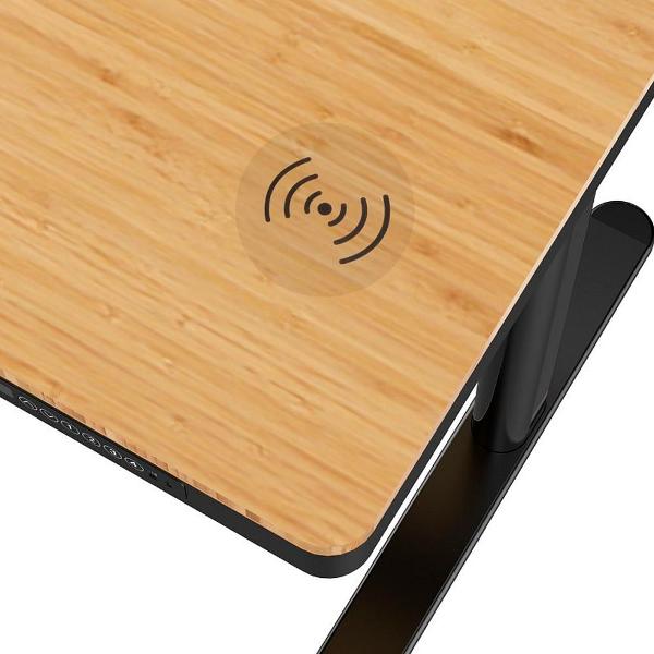 Компьютерный игровой стол с электроприводом, (QI-зарядкой и USB-портами) FoxGear FG-ED-55B (черный)