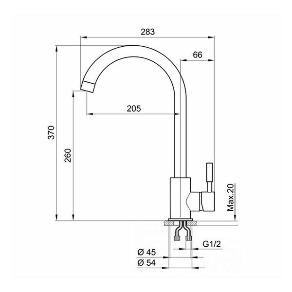 Смеситель Krona WASSER H265 серый
