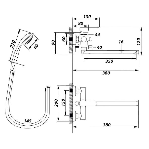 Смеситель для ванны Wisent WP722-003