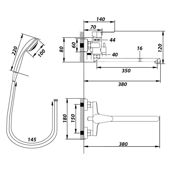 Смеситель для ванны Wisent WP722-310