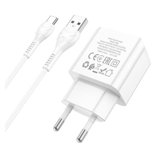 Сетевое зарядное устройство Hoco C98A,QC, кабель Type-C - USB, 1 м