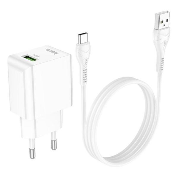 Сетевое зарядное устройство Hoco C98A,QC, кабель Type-C - USB, 1 м