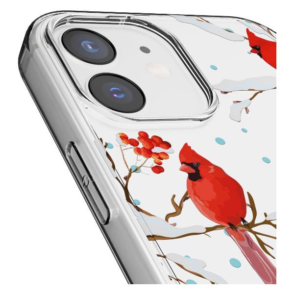 Чехол Mcover для iPhone 12/12 Pro, Рябина, снегири, зима