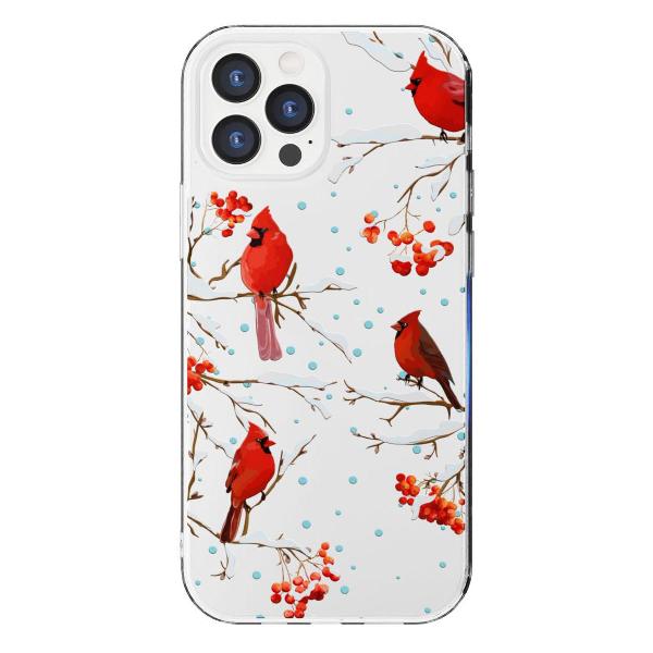 Чехол Mcover для iPhone 12 Pro Max, Рябина, снегири, зима