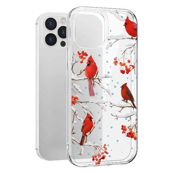 Чехол Mcover для iPhone 12 Pro Max, Рябина, снегири, зима