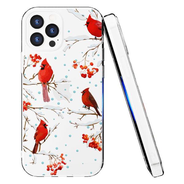 Чехол Mcover для iPhone 12 Pro Max, Рябина, снегири, зима