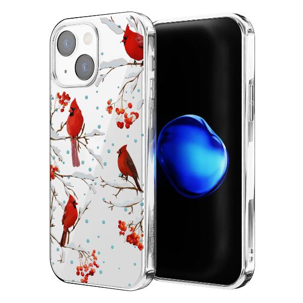 Чехол Mcover для iPhone 13 mini, Рябина, снегири, зима