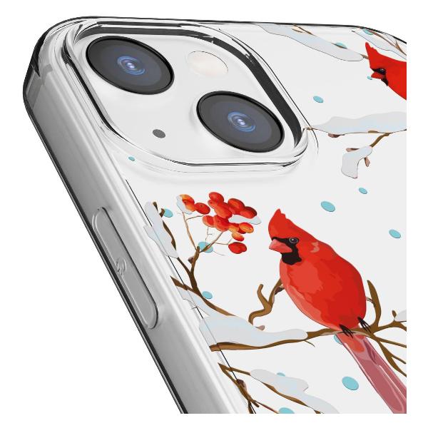 Чехол Mcover для iPhone 14, Рябина, снегири, зима